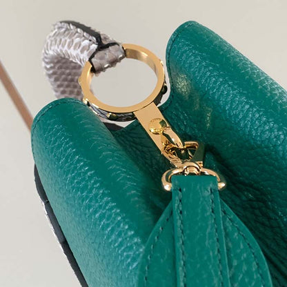 Louis Vuitton LV Women Capucines BB Handbag Green Taurillon Python Skin Leather