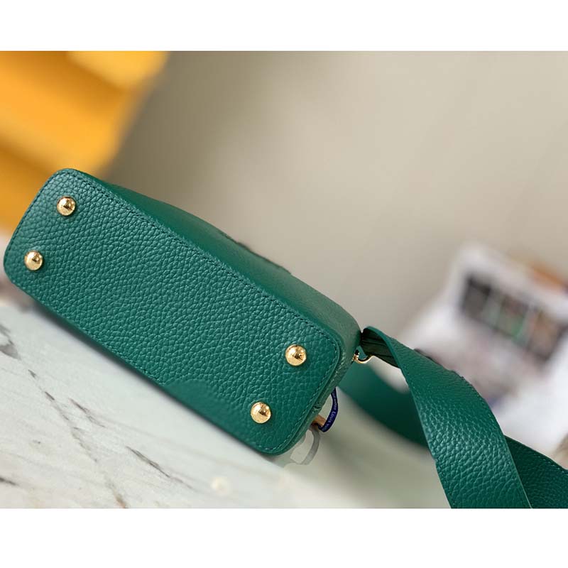 Louis Vuitton LV Women Capucines Mini Handbag Emeraude Green Taurillon Leather Python Skin