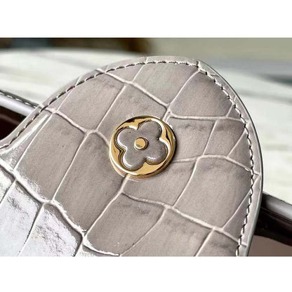 Louis Vuitton LV Women Capucines BB Handbag Grey Crocodilian Leather