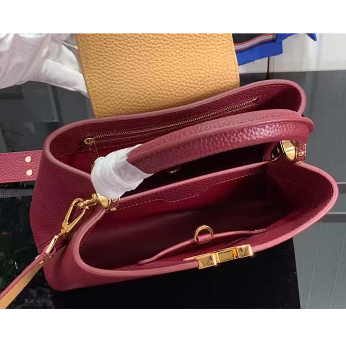 Louis Vuitton LV Women Capucines BB Handbag Griotte Red Arizona Taurillon Cowhide Leather