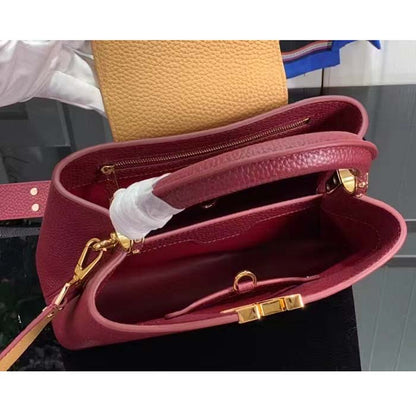 Louis Vuitton LV Women Capucines BB Handbag Griotte Red Arizona Taurillon Cowhide Leather
