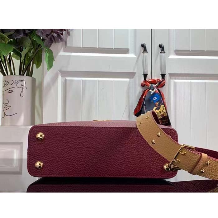 Louis Vuitton LV Women Capucines BB Handbag Griotte Red Arizona Taurillon Cowhide Leather