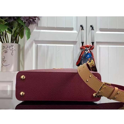 Louis Vuitton LV Women Capucines BB Handbag Griotte Red Arizona Taurillon Cowhide Leather