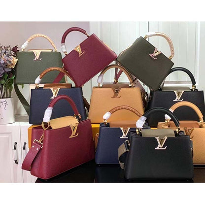 Louis Vuitton LV Women Capucines BB Handbag Griotte Red Arizona Taurillon Cowhide Leather