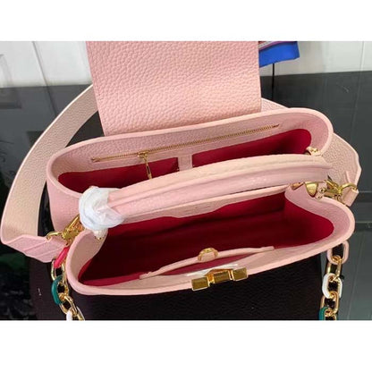 Louis Vuitton LV Women Capucines BB Handbag Jasmine Pink Taurillon Leather