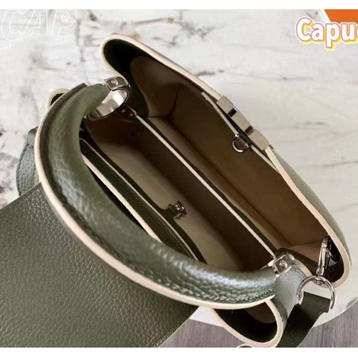 Louis Vuitton LV Women Capucines BB Handbag Kaki Dark Green Taurillon Cowhide Leather