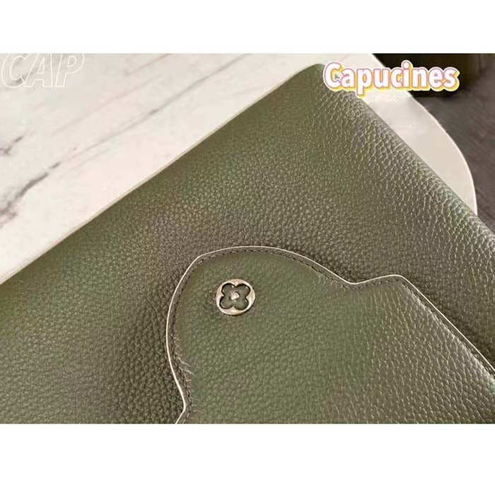 Louis Vuitton LV Women Capucines BB Handbag Kaki Dark Green Taurillon Cowhide Leather