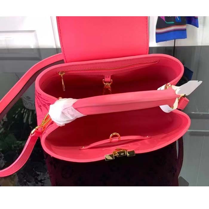 Louis Vuitton LV Women Capucines BB Handbag Pink Calfskin Leather Cowhide Lining
