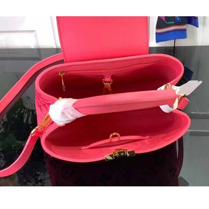 Louis Vuitton LV Women Capucines BB Handbag Pink Calfskin Leather Cowhide Lining