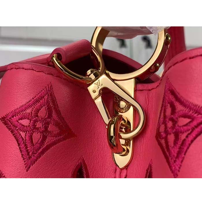 Louis Vuitton LV Women Capucines BB Handbag Pink Calfskin Leather Cowhide Lining