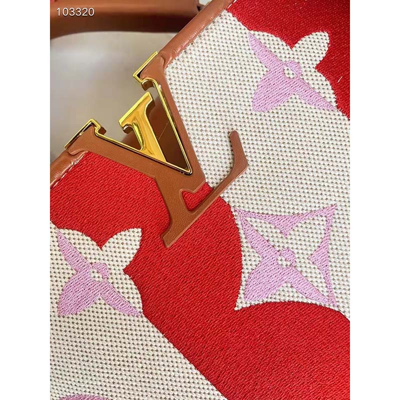 Louis Vuitton LV Women Capucines BB Handbag Red Calfskin Canvas