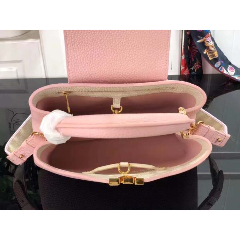 Louis Vuitton LV Women Capucines BB Handbag Rose Jasmin Taurillon Leather