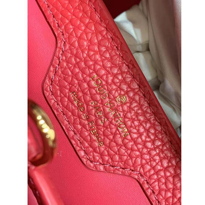 Louis Vuitton LV Women Capucines BB Handbag Rose Pink Taurillon Leather