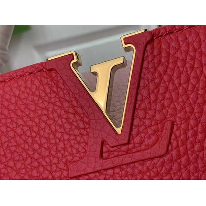 Louis Vuitton LV Women Capucines BB Handbag Rose Pink Taurillon Leather