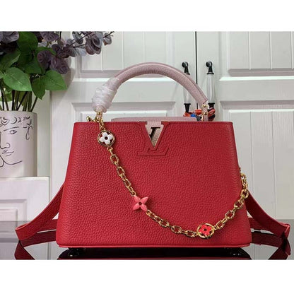 Louis Vuitton LV Women Capucines MM Handbag Rose Pink Taurillon Leather