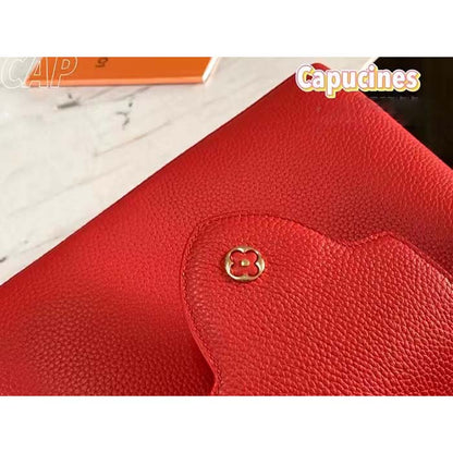 Louis Vuitton LV Women Capucines BB Handbag Scarlet Red Taurillon Cowhide Leather