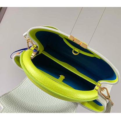 Louis Vuitton LV Women Capucines BB Handbag Snow White Cedrat Santorin Taurillon Leather