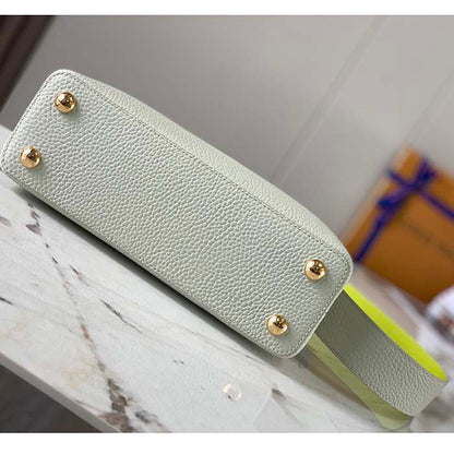 Louis Vuitton LV Women Capucines BB Handbag Snow White Cedrat Santorin Taurillon Leather