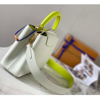 Louis Vuitton LV Women Capucines BB Handbag Snow White Cedrat Santorin Taurillon Leather