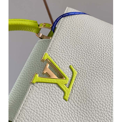 Louis Vuitton LV Women Capucines BB Handbag Snow White Cedrat Santorin Taurillon Leather