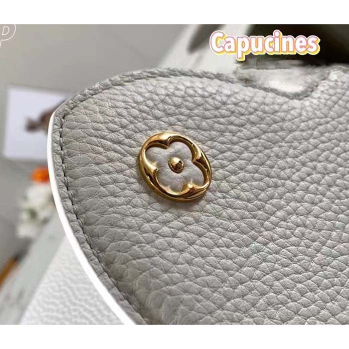 Louis Vuitton LV Women Capucines BB Handbag Snow White Taurillon Cowhide Leather