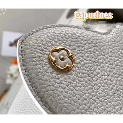 Louis Vuitton LV Women Capucines BB Handbag Snow White Taurillon Cowhide Leather