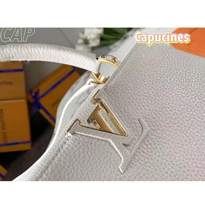 Louis Vuitton LV Women Capucines BB Handbag Snow White Taurillon Cowhide Leather