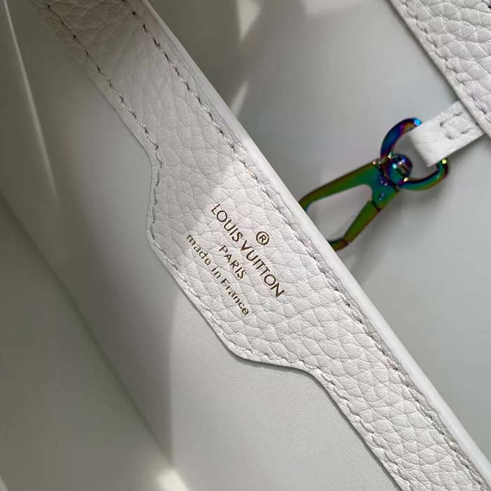 Louis Vuitton LV Women Capucines BB Handbag Snow White Taurillon Leather Cowhide Lining