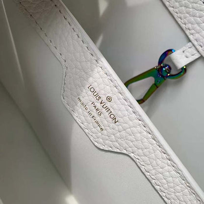 Louis Vuitton LV Women Capucines BB Handbag Snow White Taurillon Leather Cowhide Lining