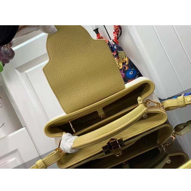Louis Vuitton LV Women Capucines BB Handbag Yellow Taurillon Leather Canvas