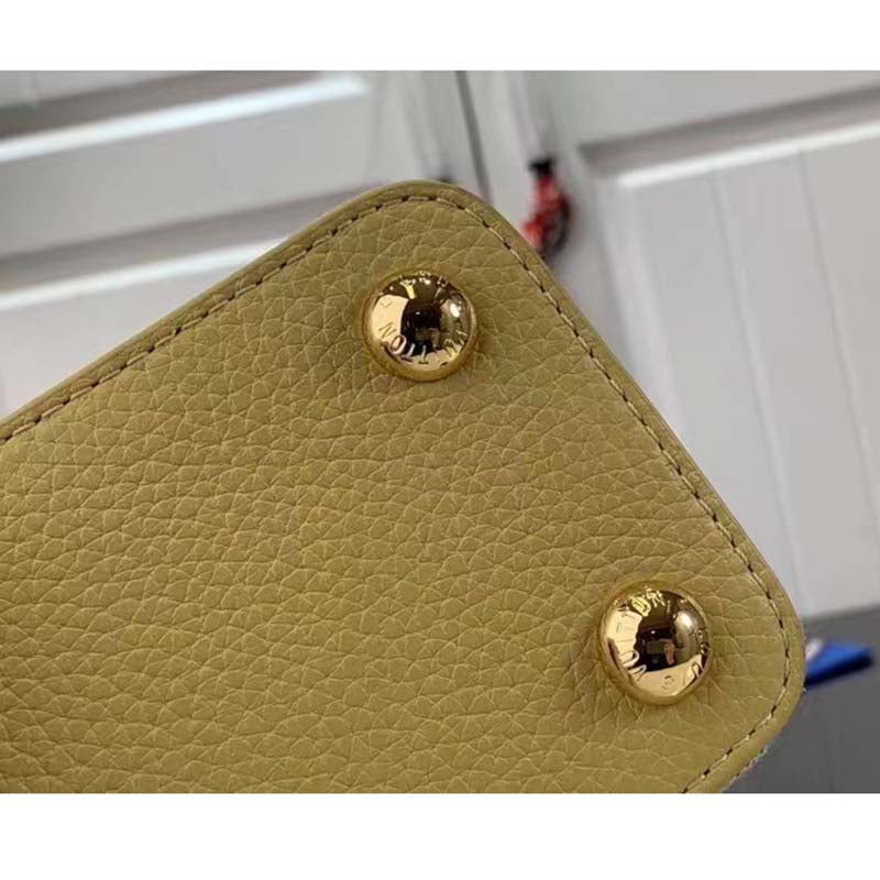 Louis Vuitton LV Women Capucines BB Handbag Yellow Taurillon Leather Canvas