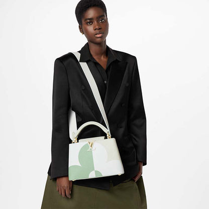 Louis Vuitton LV Women Capucines BB Jade White Taurillon Cowhide Leather