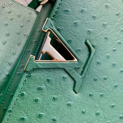 Louis Vuitton LV Women Capucines BB Menthe Mint Ostrich Leather Monogram Flower