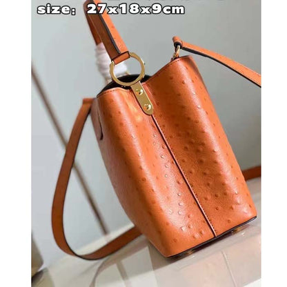Louis Vuitton LV Women Capucines BB Orange Menthe Mint Ostrich Leather Monogram Flower