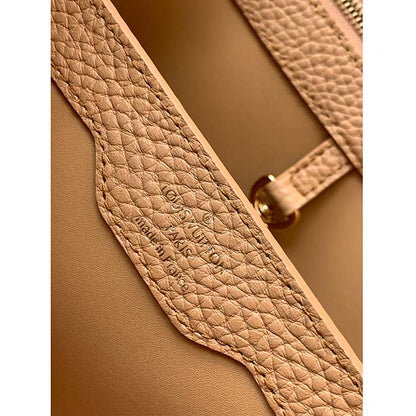 Louis Vuitton LV Women Capucines MM Handbag Beige Brown Taurillon Leather