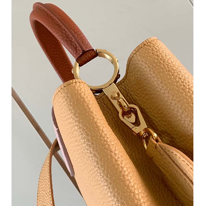 Louis Vuitton LV Women Capucines MM Handbag Beige Brown Taurillon Leather