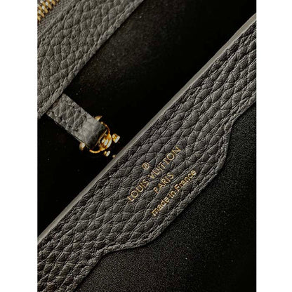 Louis Vuitton LV Women Capucines MM Handbag Black Beige Red Taurillon Leather