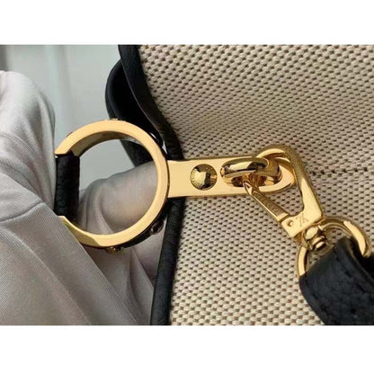 Louis Vuitton LV Women Capucines MM Handbag Black Taurillon Leather Canvas
