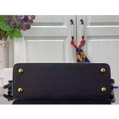 Louis Vuitton LV Women Capucines MM Handbag Black Taurillon Leather Canvas