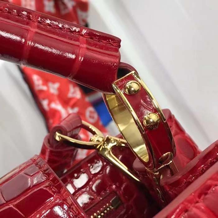 Louis Vuitton LV Women Capucines MM Handbag Red Crocodilien Brillant Savoir Faire