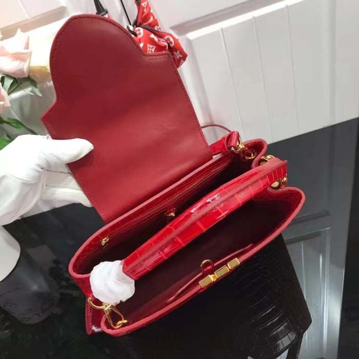Louis Vuitton LV Women Capucines MM Handbag Red Crocodilien Brillant Savoir Faire