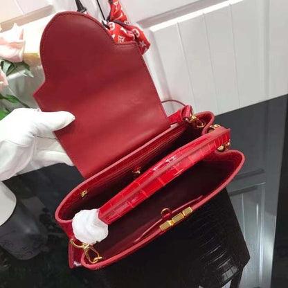 Louis Vuitton LV Women Capucines MM Handbag Red Crocodilien Brillant Savoir Faire