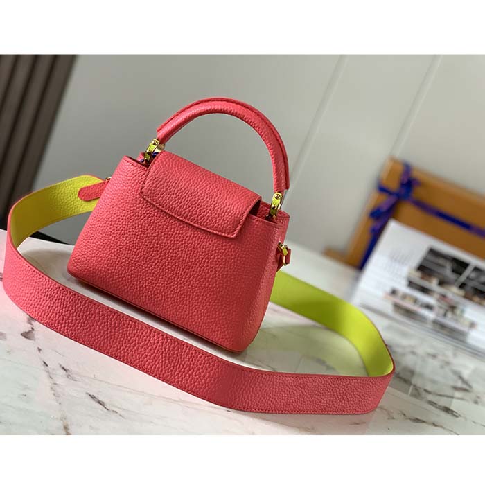 Louis Vuitton LV Women Capucines Mini Handbag Dragon Fruit Pink Cedrat Taurillon Leather