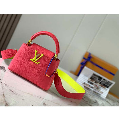 Louis Vuitton LV Women Capucines Mini Handbag Dragon Fruit Pink Cedrat Taurillon Leather