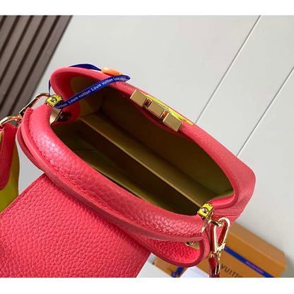 Louis Vuitton LV Women Capucines Mini Handbag Dragon Fruit Pink Cedrat Taurillon Leather