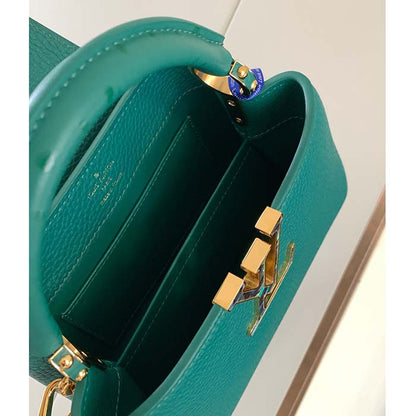 Louis Vuitton LV Women Capucines Mini Handbag Emerald Green Mint Taurillon