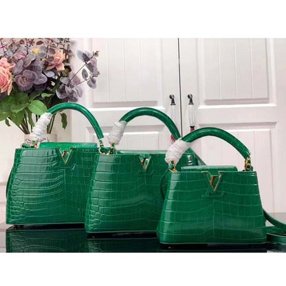 Louis Vuitton LV Women Capucines BB Handbag Green Crocodilien Brillant Savoir Faire