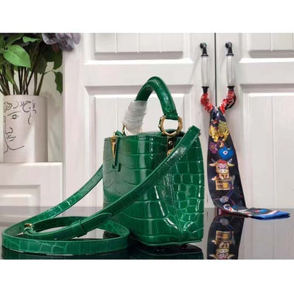 Louis Vuitton LV Women Capucines Mini Handbag Green Crocodilien Brillant Savoir Faire