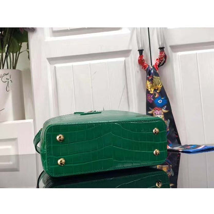 Louis Vuitton LV Women Capucines Mini Handbag Green Crocodilien Brillant Savoir Faire