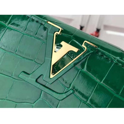 Louis Vuitton LV Women Capucines Mini Handbag Green Crocodilien Brillant Savoir Faire